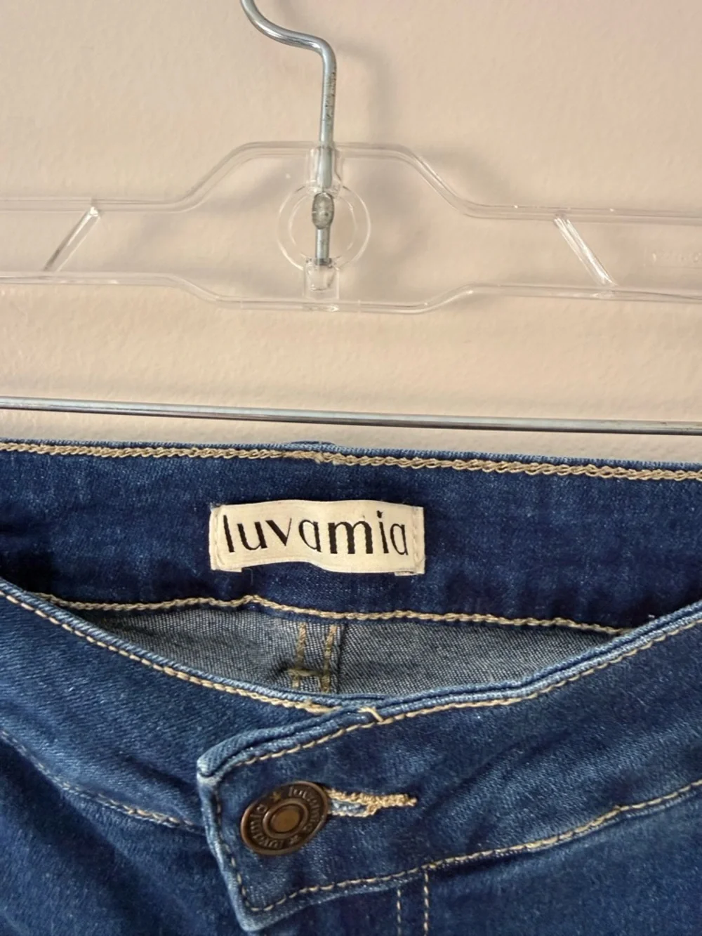 Classic Blue Denim Mini Skort Plus Size XXL Jean Skirt w Shorts & Slit - NWOT - Picture 3 of 16